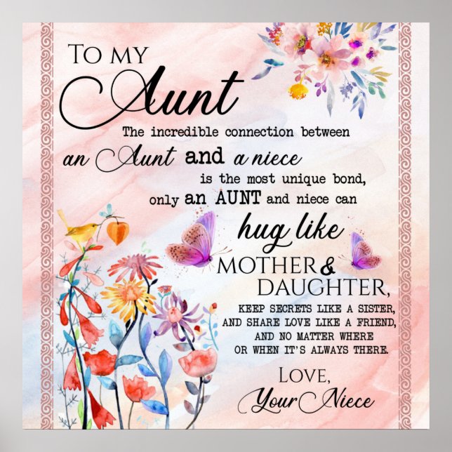 zu meinem Tante-Geschenk, Schmetterlingsgeschenk v Poster (Vorne)