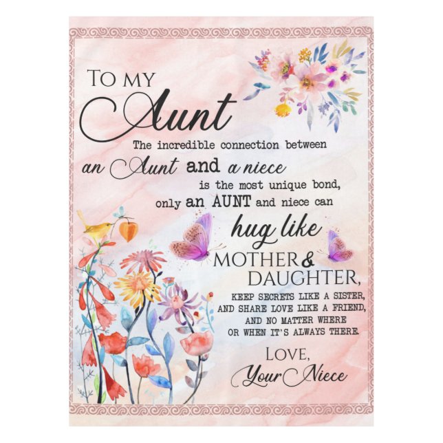 zu meinem Tante-Geschenk, Schmetterlingsgeschenk v Tischdecke (Vorderseite)