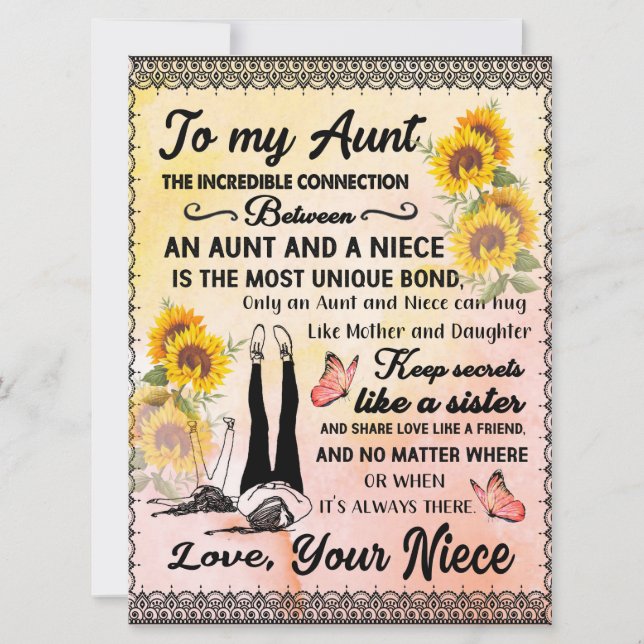 zu meinem Tante-Geschenk, Sonnenblumengeschenk von (Vorderseite)