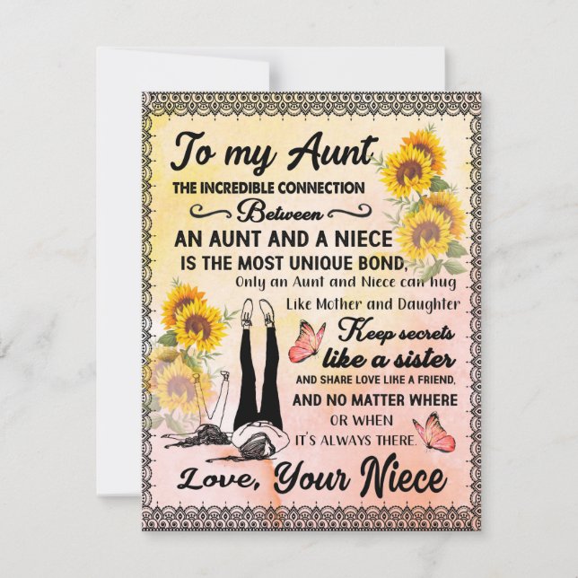 zu meinem Tante-Geschenk, Sonnenblumengeschenk von Einladung (Vorderseite)