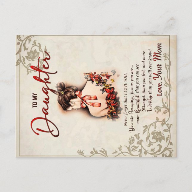 zu meinem Tochter-Geschenk, Liebe-Letter-Tochter u Ankündigungspostkarte (Vorderseite)