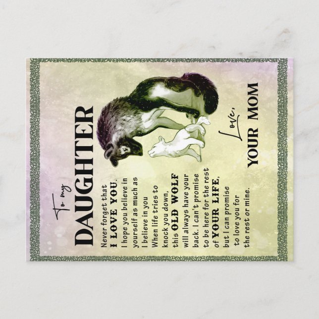 zu meinem Tochter-Geschenk, Liebe-Letter-Tochter u Ankündigungspostkarte (Vorderseite)