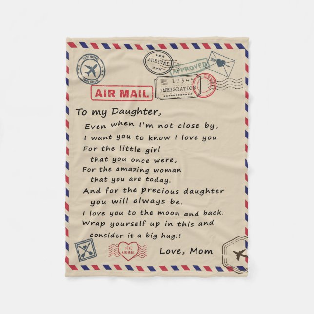 zu meinem Tochter-Geschenk, Liebe-Letter-Tochter u Fleecedecke (Vorderseite)