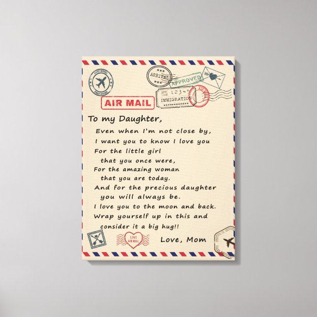 zu meinem Tochter-Geschenk, Liebe-Letter-Tochter u Leinwanddruck (Vorderseite)