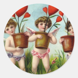 Zu meinem Valentiner Engel Cherubs Runder Aufkleber