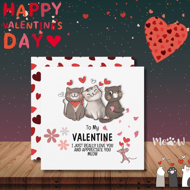 zu meinem Valentininersatz Mitteilungskarte (To My Valentine Meow Note Card)