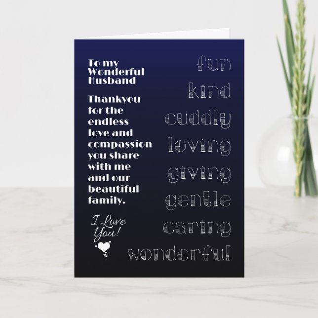 Zu meinem wunderbaren Ehemann Karte (Vorderseite)