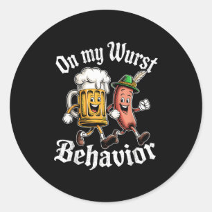 Zu meinem Wurstverhalten deutsche Bierwurst Erwach Runder Aufkleber