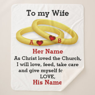 Zu meiner Ehefrau für ihr Ehepaar Ring Monogramm Sherpadecke