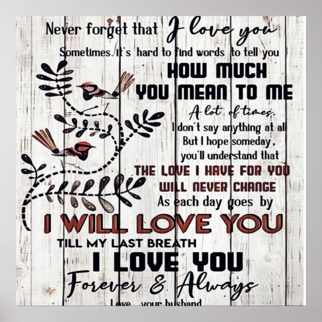 Zu meiner Ehefrau | WOHNGESTALTUNG | An meine Ehef Poster (Vorne)