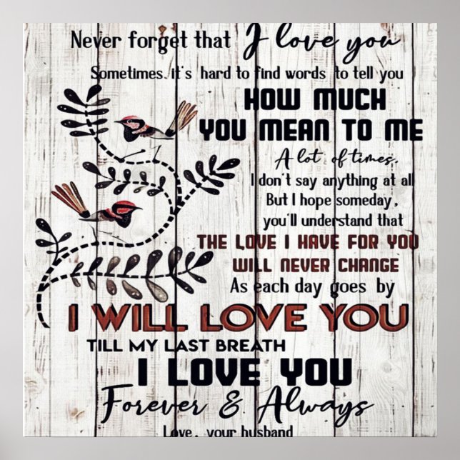 Zu meiner Ehefrau | WOHNGESTALTUNG | An meine Ehef Poster (Vorne)