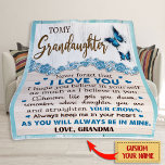 Zu meiner Enkelin Blanket, Personalisierter Name Fleecedecke<br><div class="desc">Fügen Sie der gemütlichen Fleecedecke eine persönliche Touch hinzu. Diese Decken sind so gestaltet, dass sie sich unglaublich weich in der Touch anfühlen und jeden an einem kühlen Tag warm behalten werden. Sie sind 3x groß und decken alle Ihre Bedürfnisse ab. Wichtigste Eigenschaften : 100% Polyester Dieser extrem starke und...</div>