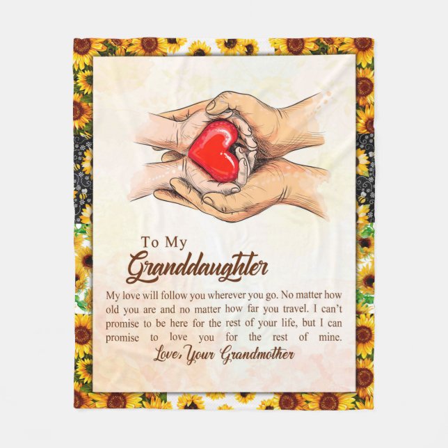 zu meiner Großtochter Sonnenblumengeschenk von Oma Fleecedecke (Vorderseite)