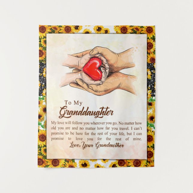 zu meiner Großtochter Sonnenblumengeschenk von Oma Wandteppich (Vorderseite)