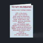 ZU MEINER KOSTENKARTE MIT DEM HUSBAND* MITTE ALTER KARTE<br><div class="desc">Haben Sie einen "SEHR COOLEN HUSBAND",  der zu TEXT  und einen "over the hill" Geburtstag feiert? DIESE KARTE IST DIE,  DIE SIE IHM heute IN FUN SENDEN MÜSSEN!!</div>