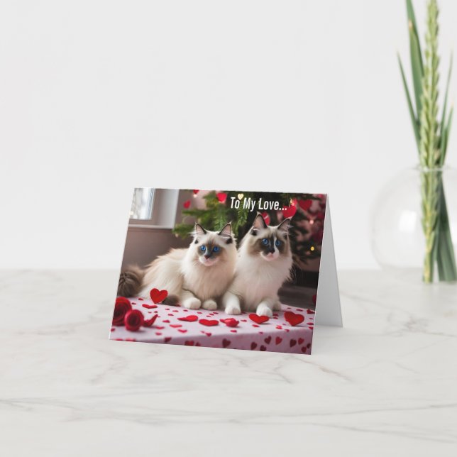 Zu meiner Liebe: Katze Valentine oder Weihnachtska Karte (Vorderseite)