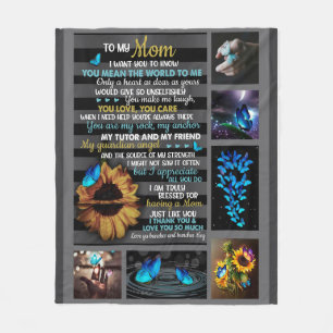 Zu meiner Mama Sonnenblume Schmetterling Blanket,  Fleecedecke