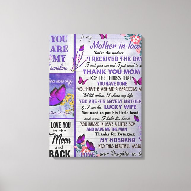 zu meiner Mutter- in - Law Geschenk, Mutter Geburt Leinwanddruck (Vorderseite)
