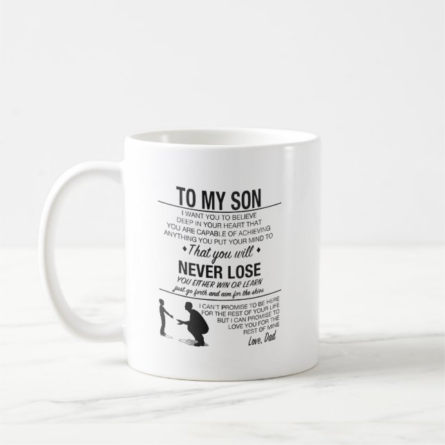 Zu meiner Sohn-Tasse, Geschenk von Vater Kaffeetasse (Links)