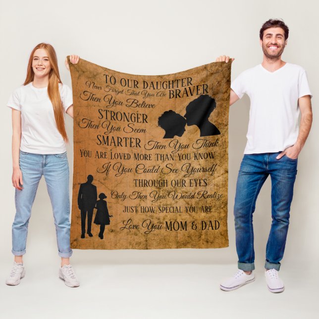 zu meiner Tochter aus Mama und Vater Fleecedecke (Beispiel)