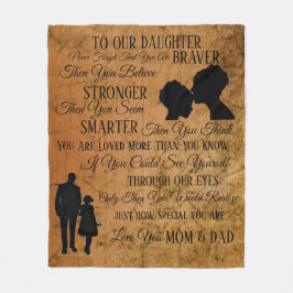 zu meiner Tochter aus Mama und Vater Fleecedecke