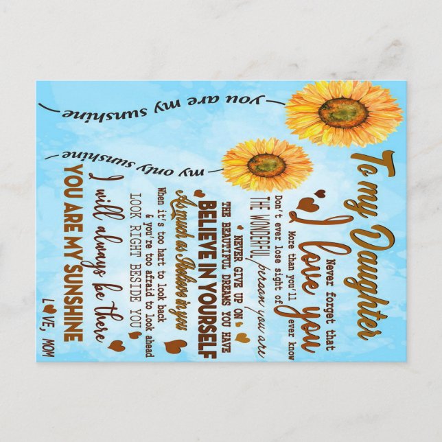 Zu meiner Tochter | Sonderbrief an meine Tochter Ankündigungspostkarte (Vorderseite)