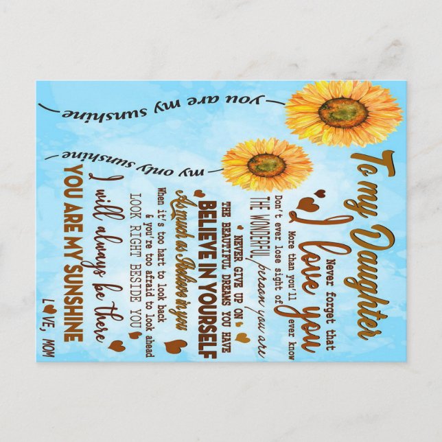 Zu meiner Tochter | Sonderbrief an meine Tochter Postkarte (Vorderseite)