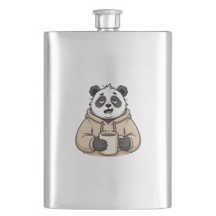 Zu müde, um zu funktionieren Panda Coffee Cartoon Flachmann
