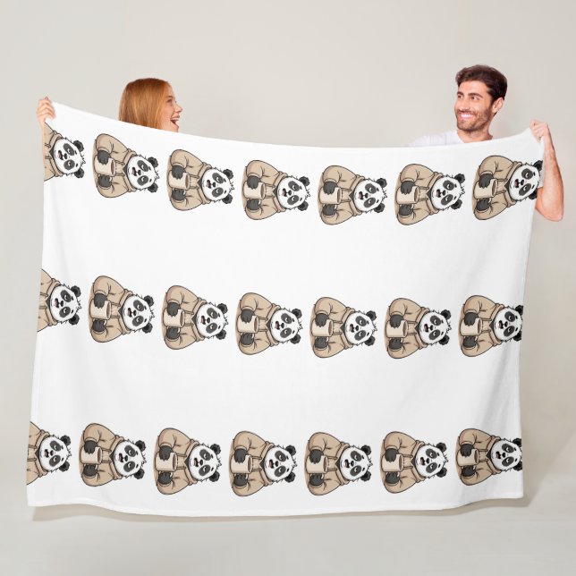 Zu müde, um zu funktionieren Panda Coffee Cartoon Fleecedecke (Beispiel)
