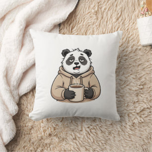 Zu müde, um zu funktionieren Panda Coffee Cartoon Kissen