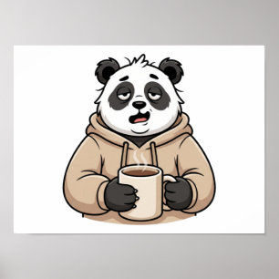 Zu müde, um zu funktionieren Panda Coffee Cartoon Poster