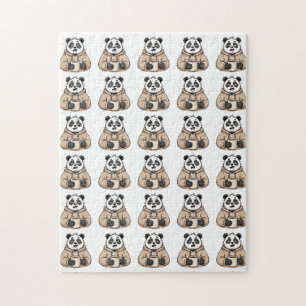 Zu müde, um zu funktionieren Panda Coffee Cartoon Puzzle