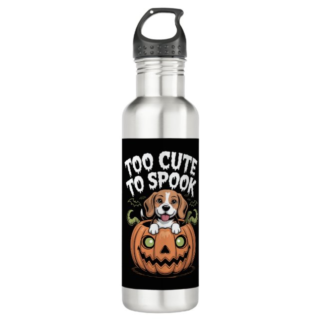 Zu Niedlich, Halloween Hund zu sprechen Edelstahlflasche (Vorderseite)
