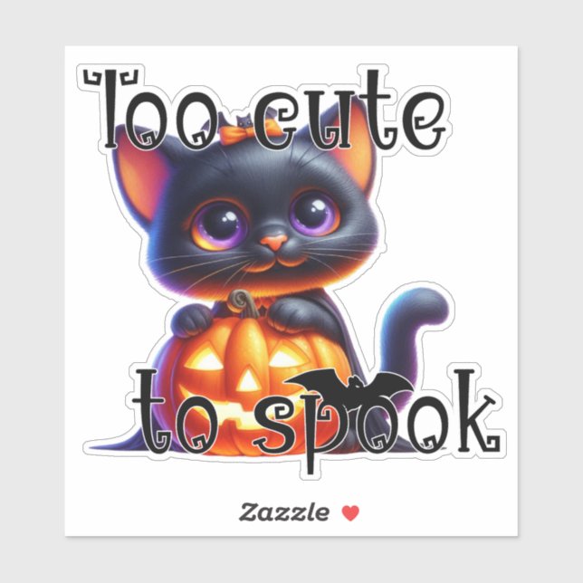 Zu Niedlich, um Black Kitten mit Carved Pumpkin zu Aufkleber (Blatt)