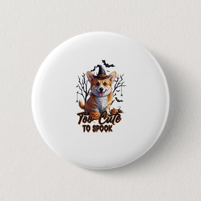 Zu Niedlich, um Funny Halloween Hund Corgi T shir  Button (Vorderseite)