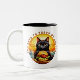 Zu Niedlich, um My Burger zu teilen - Black Cat Fe Zweifarbige Tasse