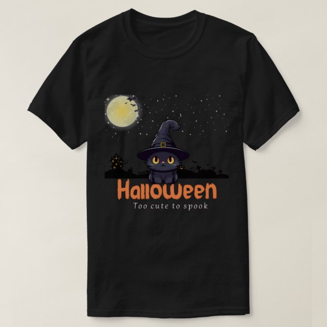 Zu Niedlich zu sprechen - Black Cat & Pumpkin Hall T-Shirt (Design vorne)