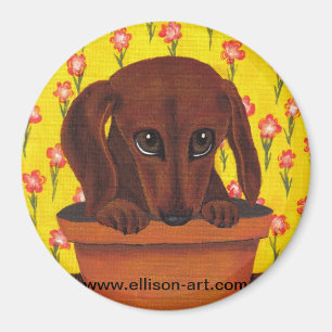 Zu niedlicher Dackel-Welpen-Magnet Magnet