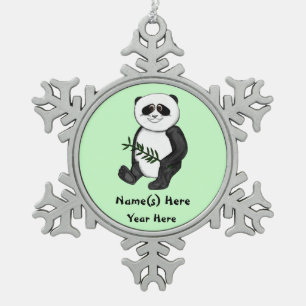 Zu niedlicher Panda-Bär Schneeflocken Zinn-Ornament