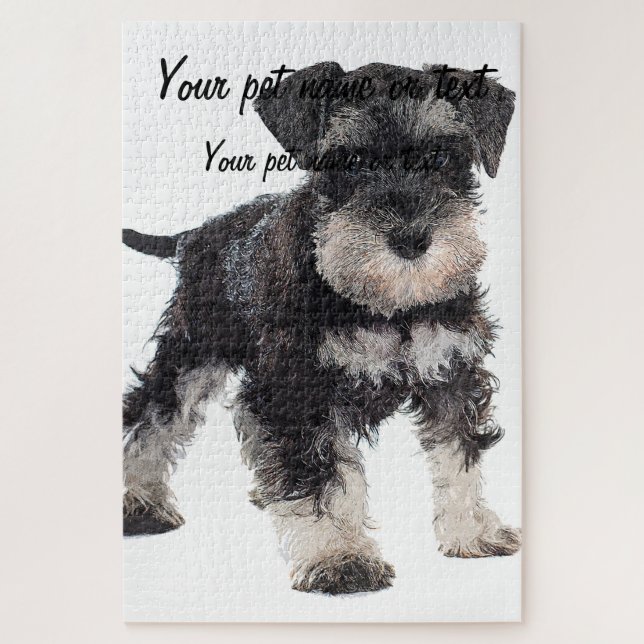 Zu Niedlicher Welpe Miniatur Schnauzer Hund Puzzle (Vertikal)