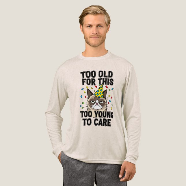 Zu Old Too Young Party Spaß Tri-Blend Shirt (Volle Vorderseite)