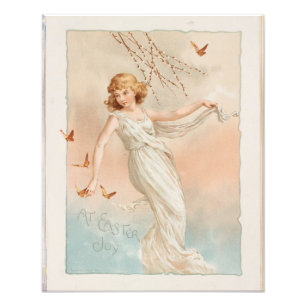 "Zu Ostern Freude" - Vintage Druck, L. Prang & Co. Fotodruck