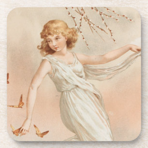 "Zu Ostern Freude" - Vintage Druck, L. Prang & Co. Getränkeuntersetzer