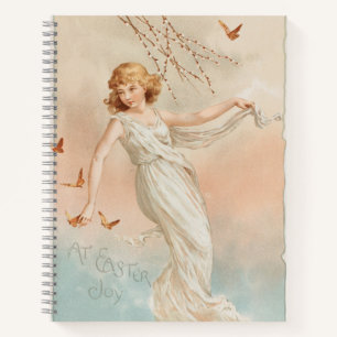 "Zu Ostern Freude" - Vintage Druck, L. Prang & Co. Notizbuch