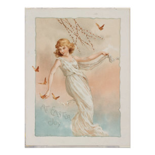"Zu Ostern Freude" - Vintage Druck, L. Prang & Co. Poster