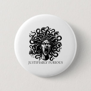 Zu Recht Wütende Medusa Griechische Mythologie Fem Button