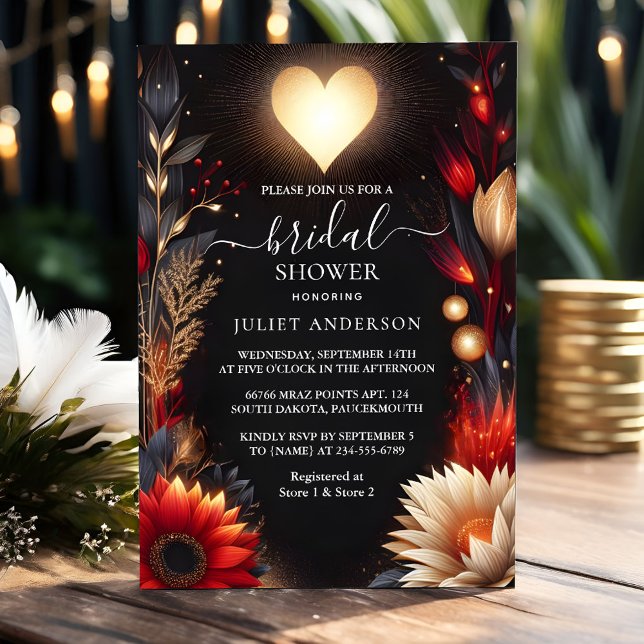 Zu Ruby Claret White Heart Red Black Brautparty Einladung (Von Creator hochgeladen)