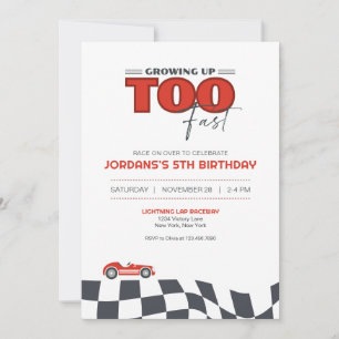 Zu schnell groß geworden Rennwagen Geburtstagseinl Einladung