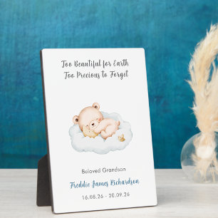 Zu schön für Erde Baby Verlust Junge Gedenkstätte  Fotoplatte