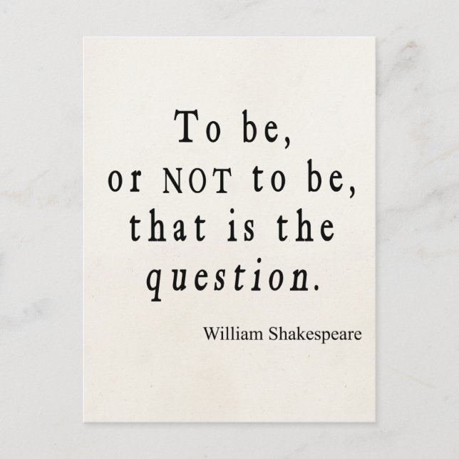 Zu sein oder nicht zu sein, dass Frage Shakespeare Postkarte (Vorderseite)